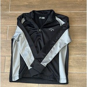 Callaway Golf Sweater Mens Large 1/4 Zip Pullover Long Sleeve Black & Gray